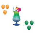 Loonballoon 37 Inch Tropical Blue Hawaiian Drink Balloon Medium Shape Set 6x latex 96514